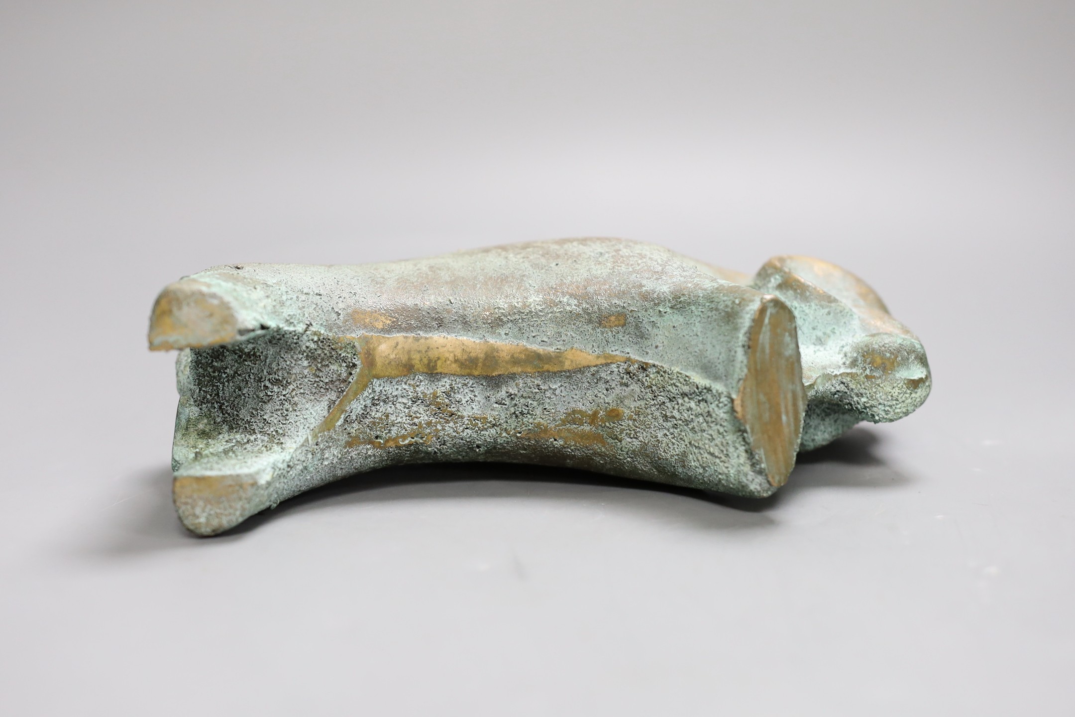 A verdigris bronze model of a buffalo, 20cm